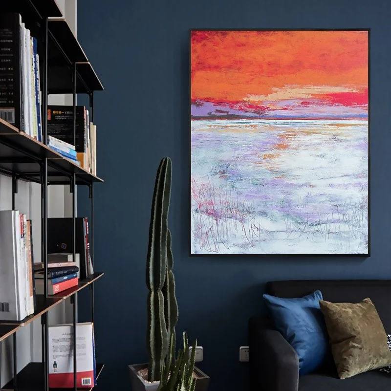 Coastal Purple Abstract - hand-painted custom canvas art